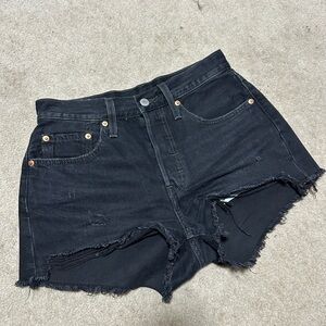 Levi's Black Jean Shorts Distressed Raw Hem
